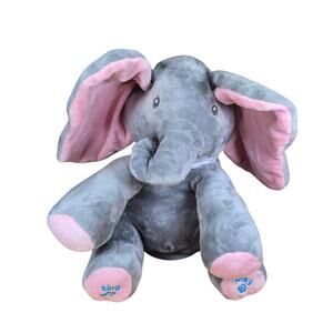 Peekaboo Elephant Grey Pink Cuddly Singing with Flapping Ears Works Perfectly